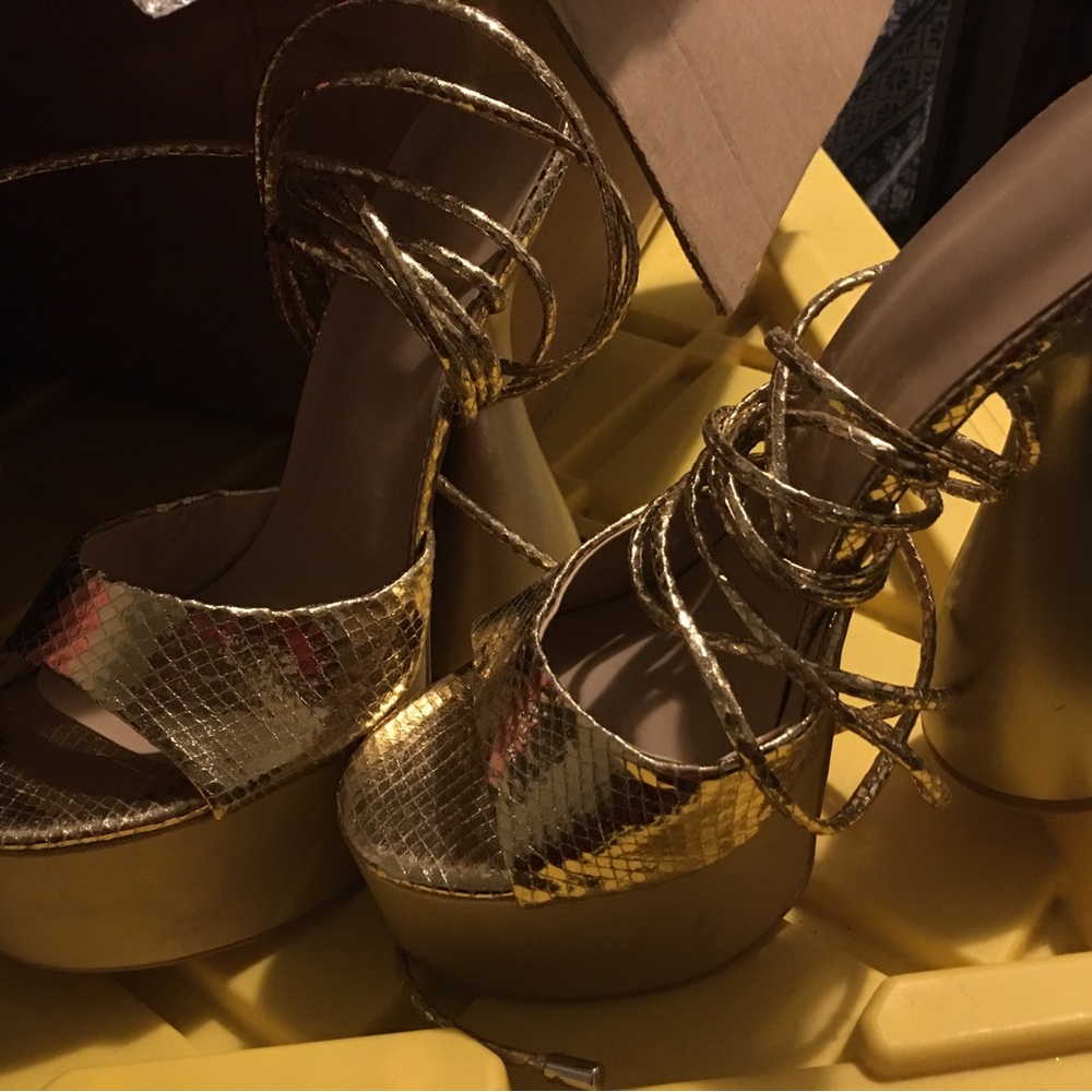 Never Worn Gold Platform Heels